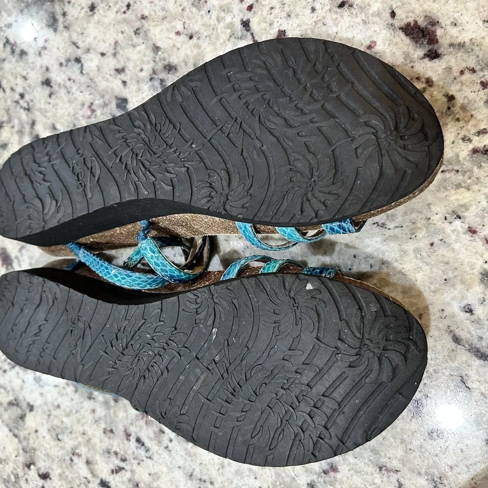 Abeo Caryse Women's Blue Snake Animal Print Sandal‎ Shoe Summer 8